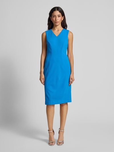 Calvin Klein Womenswear Knielanges Etuikleid mit V-Ausschnitt Modell 'Scuba' Royal 4