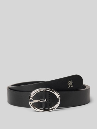 Tommy Hilfiger Pasek skórzany z owalną sprzączką Czarny 1