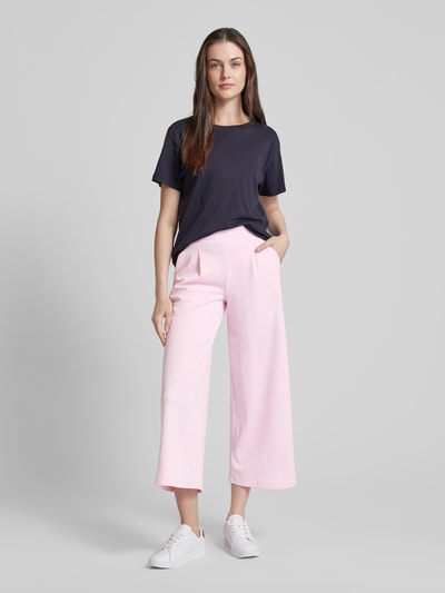 ICHI Wide leg stoffen broek met verkort model, model 'Kate Sus' Roze - 1