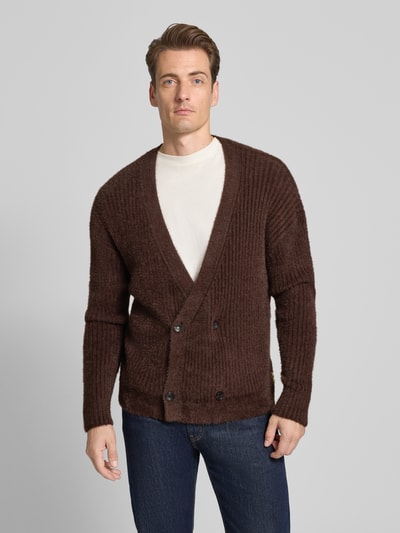 Scotch & Soda Gebreid jack met V-hals Donkerbruin - 4