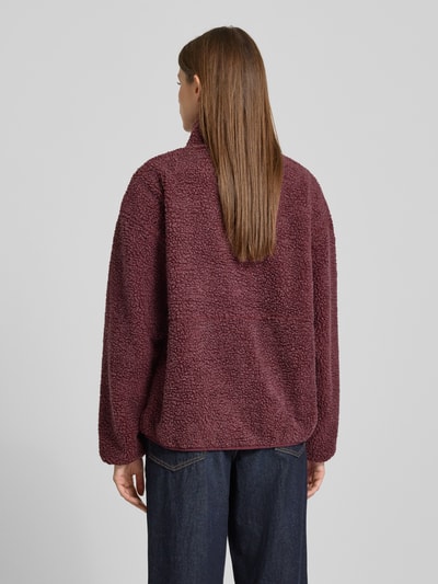 American Vintage Kurtka z polaru ze stójką i detalem z logo model ‘HOKTOWN’ Bordowy melanż 5