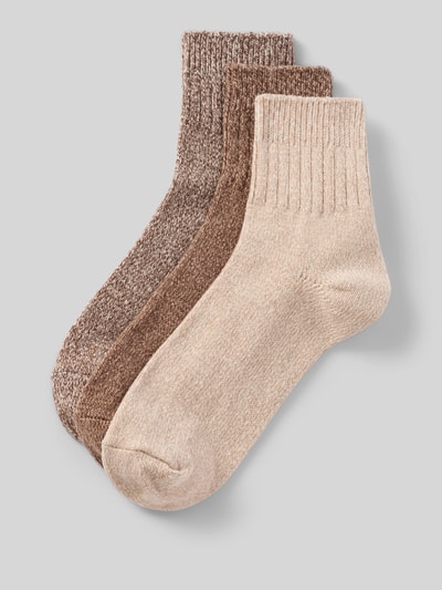 Produktfoto, Warme Socken im 3er-Pack von camano in Beige- und Brauntönen, Material-Mix mit Stretch, körpernah, wärmend, elastischer Bund
