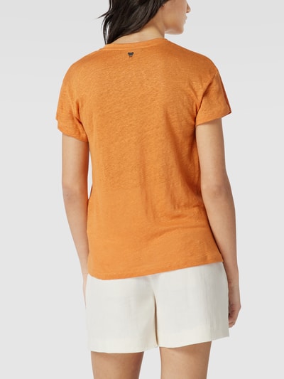 Weekend Max Mara T-Shirt aus Leinen mit V-Ausschnitt Orange 5