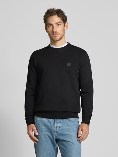 BOSS Orange Sweatshirt met labeldetail, model 'Westart' Zwart - 4