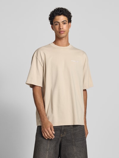 Pegador Oversized T-shirt met labelstitching Beige - 4