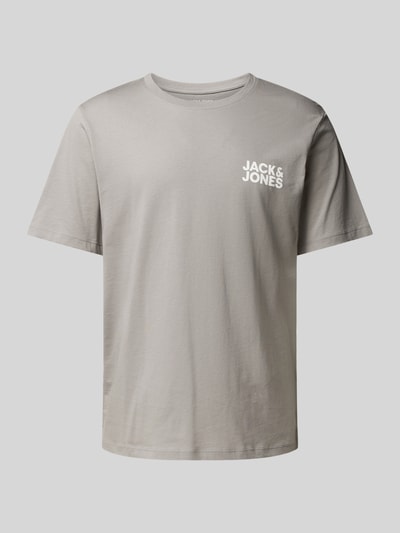 Jack & Jones T-shirt met labelprint, model 'ECORP' Lichtgrijs - 1