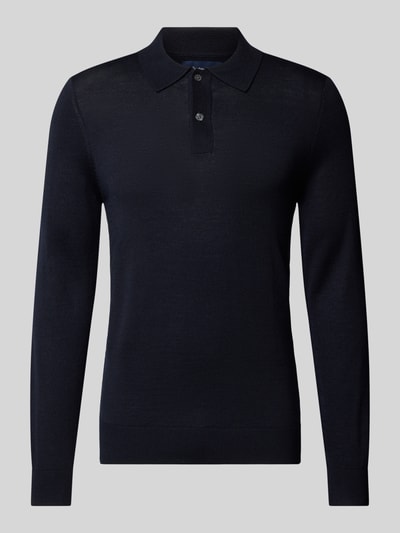 Christian Berg Men Sweter z dzianiny o kroju slim fit z kołnierzykiem polo Granatowy 2