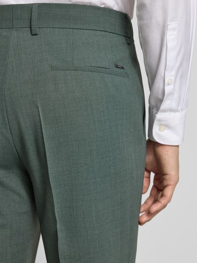 BOSS Slim fit pantalon met scheerwol, model 'H-GENIUS-253' Donkergroen - 3