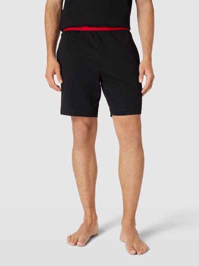 HUGO Sweatshorts met logo in band Zwart - 4