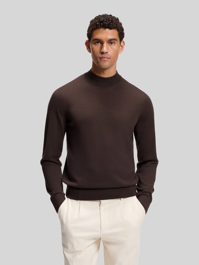 BOSS Regular Fit Pullover aus reiner Schurwolle Modell 'Bjarno' Dunkelbraun 4