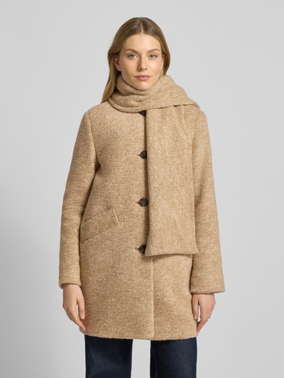 Fuchs Schmitt Lange jas met wol en sjaaldetail Camel - 4