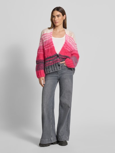 Marc Cain Oversized gebreid jack met knoopsluiting Felroze - 1