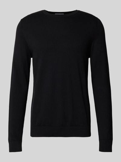 SELECTED HOMME Sweter z dzianiny o kroju regular fit z czystej bawełny model ‘BERG’ Czarny 2