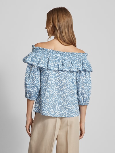 Lauren Ralph Lauren Off-schouder blouse met all-over print, model 'MIERCHAL' Lichtblauw - 5