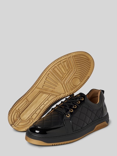 Leandro Lopes Ledersneaker mit Strukturmuster Modell 'Ezio' Black 4