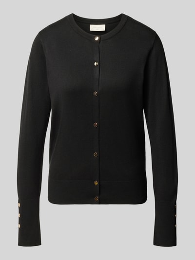 Produktfoto, Strickjacke aus Viskose-Mix mit Knopfleiste Modell 'Katie' von FREE/QUENT in Schwarz, gerippte Abschlüsse, Regular Fit, langarm