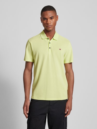 Napapijri Slim fit poloshirt met logostitching, model 'EAlIS' Neongeel gemêleerd - 4