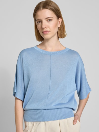 MORE & MORE Relaxed Fit Oberteil aus Viskose-Mix in Strick-Optik Hellblau 3