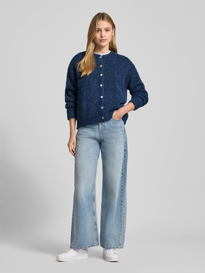 ICHI Relaxed fit gebreid jack met wol, model 'Bela' Marineblauw - 1