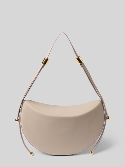 Produktfoto, Shoulder Bag mit Logo-Print Modell 'Moonstone' von FURLA, beżowa torba na ramię z nadrukiem z logo, główna przegroda z zapięciem na magnes, regulowany pasek na ramię, szerokość w rozmiarze 1: 31 cm, długość w rozmiarze 1: 20 cm, głębokość w rozmiarze 1: 3 cm, długość paska na ramię w rozmiarze 1: 57 cm
