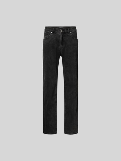 Produktfoto, Bootcut Fit Jeans aus Baumwoll-Mix von Don't Waste Culture in Schwarz mit 5-Pocket-Design, Kontrastnähte und Knopf-Reißverschluss.