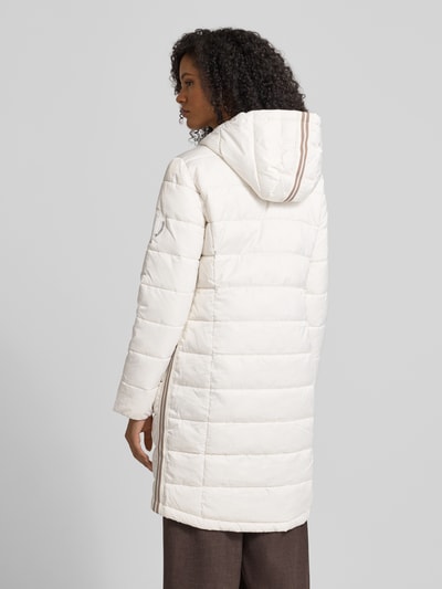 monari Regular fit gewatteerd lange jas met tunnelkoord Offwhite - 5