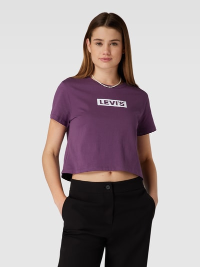 Levi's® Kort T-shirt met labelprint, model 'JORDIE' Aubergine - 4