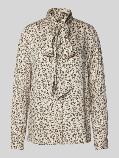 Milano Italy Slim Fit Bluse mit Schleifen-Detail Offwhite 2