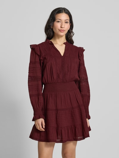 Neo Noir Minikleid mit V-Ausschnitt Modell 'Aran' Bordeaux 4
