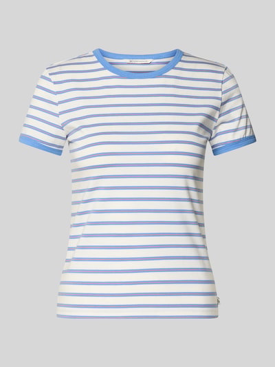 Produktfoto, Regular Fit T-Shirt aus Baumwoll-Mix von Tom Tailor Denim, Mehrfarbig, Gestreift, Kurzarm, Rundhals, Jersey, Label-Patch