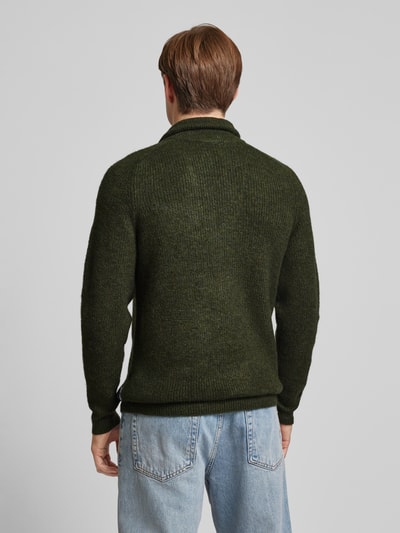 Casual Friday Strickpullover mit Troyer-Kragen Modell 'Kristian' Dunkelgruen Melange 5