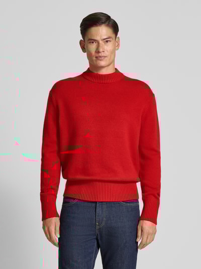 SELECTED HOMME Relaxed fit gebreide pullover van een mix van wol en kasjmier, model 'Calle' Rood - 4