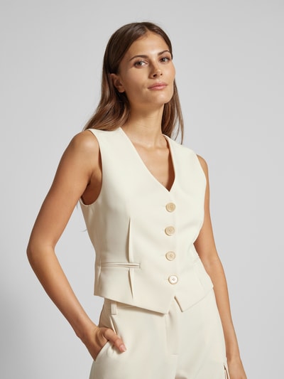 Patrizia Pepe Gilet met paspelzakken, model 'Gilet' Offwhite - 3