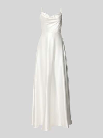 LUXUAR FASHION Abendkleid aus Satin mit Wasserfall-Ausschnitt Offwhite 2