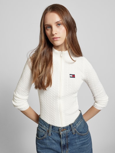 Tommy Jeans Kurtka z dzianiny o kroju slim fit zapinana na zamek błyskawiczny Złamany biały 3