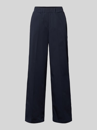 Produktfoto, Stoffhose mit französischen Eingrifftaschen Modell 'Mucia Base' von OPUS PANTS in Dunkelblau, Baumwoll-Mix mit Stretch-Anteil, Loose-Fit, elastischer Bund, Bundweite 31 cm, Innenbeinlänge 80 cm, glatte Oberfläche