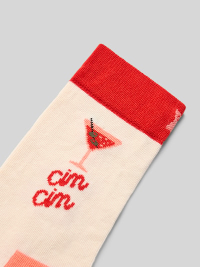Produktfoto, Socken mit Label-Print von Happy Socks z mieszanki bawełny, dopasowany krój, prążkowane wykończenie, nadruk z logo