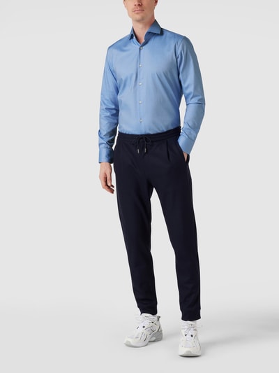 BOSS Modern Fit Slim Fit Business-Hemd mit Strukturmuster Bleu 1