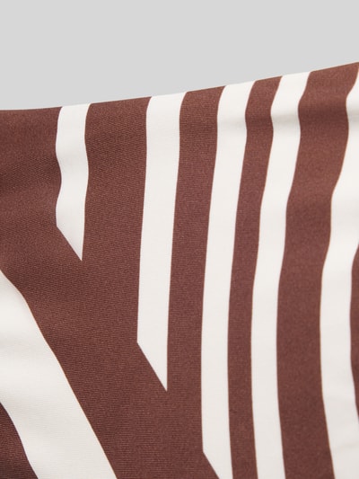 Produktfoto, Bikini-Slip mit seitlichem Zierelement Modell 'COASTLINE' von Seafolly, braun-weißes Streifenmuster, glatte Textur, Material-Mix mit Stretch-Anteil