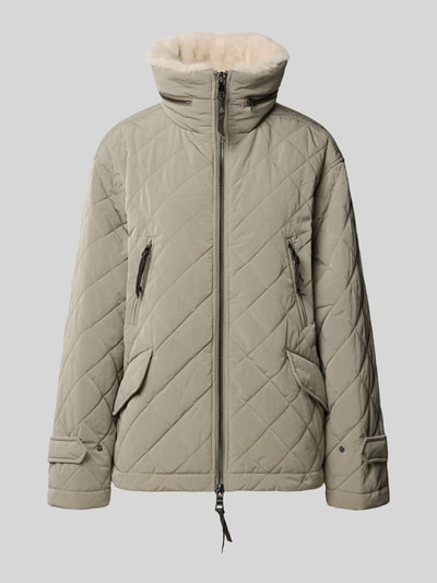 Produktfoto, Steppjacke mit herausnehmbarer Kapuze Modell 'HENRIKE' von Blonde No. 8 in Beige, gerade Passform, Kunstfell-Innenfutter, Reißverschlusstaschen
