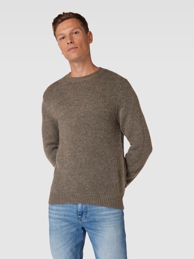 Casual Friday Sweter z dzianiny z okrągłym dekoltem model ‘Karl’ Jasnobrązowy 4