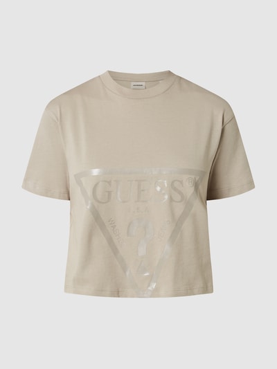 Guess Activewear Boxy Fit T-Shirt mit Logo Modell 'Adele' Taupe 2