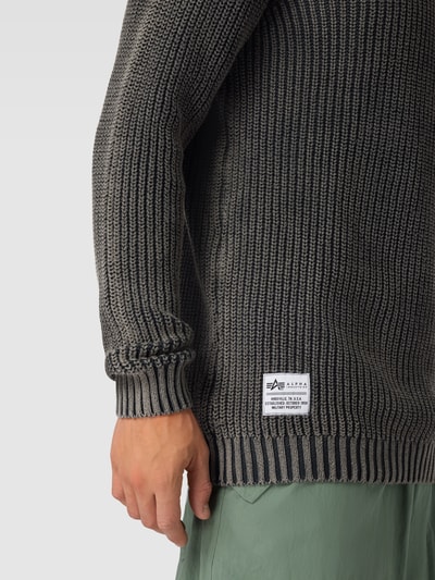 Alpha Industries Strickpullover mit Strukturmuster Black 3