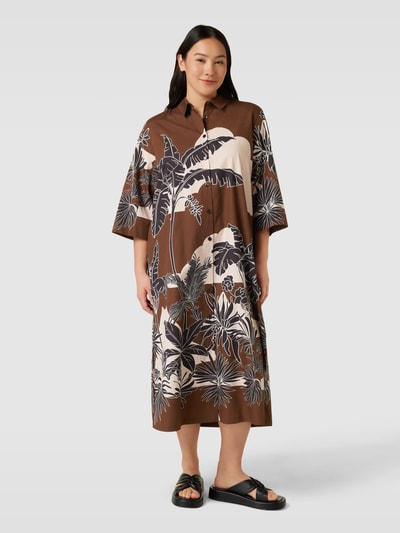 Marina Rinaldi PLUS SIZE overhemdjurk met all-over print, model 'DECUMANO' Hazelnoot - 4