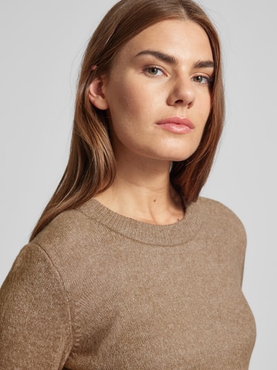 Fransa Strickpullover mit Rundhalsausschnitt Modell 'Rellis' Taupe 3