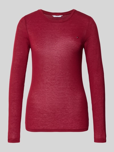 TOMMY HILFIGER Slim Fit Langarmshirt aus Modal-Kaschmir-Mix  Dunkelrot 1