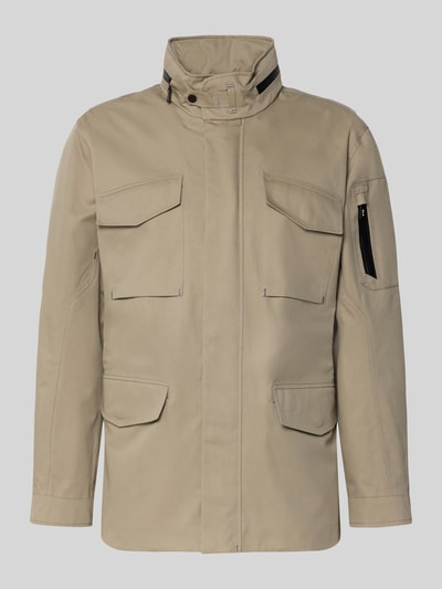 Produktfoto, Jacke mit Stehkragen und Pattentaschen Modell 'DEFENDER' von G-LAB aus Baumwoll-Mix in Beige, Regular-Fit, glatte Oberfläche