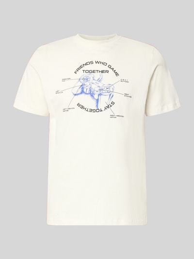 Produktfoto, Regular Fit T-Shirt mit Motiv-Print Modell 'Klements' von Blend aus bawełna, krój regular fit, okrągły dekolt, długość tyłu w rozmiarze M: 65 cm