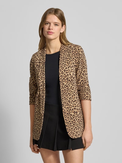 PIECES Regular fit lange blazer met all-over motief Model 'BOSELLA' Middenbruin - 4