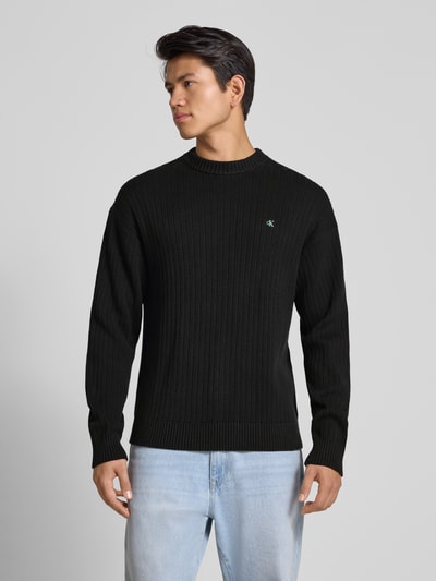 Calvin Klein Jeans Oversized Strickpullover mit gerippten Abschlüssen Black 4